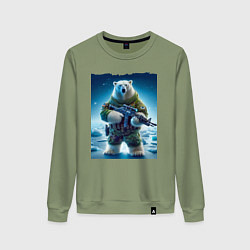 Свитшот хлопковый женский Polar bear - special forces, цвет: авокадо