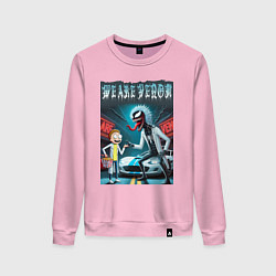 Женский свитшот Веном-Рик и Морти рядом со спортивной тачкой