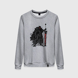 Свитшот хлопковый женский Черный мечник, цвет: меланж