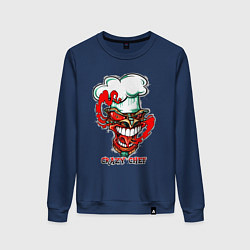 Свитшот хлопковый женский Crazy chef, цвет: тёмно-синий