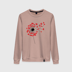 Свитшот хлопковый женский Одуванчик - сердечки, цвет: пыльно-розовый