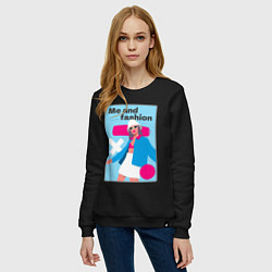Свитшот хлопковый женский Я и мода pop art, цвет: черный — фото 2