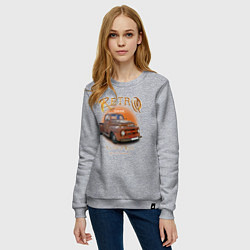 Свитшот хлопковый женский Ретро гараж и автомобиль Ford F, цвет: меланж — фото 2