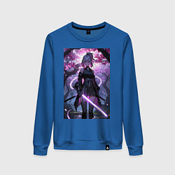 Женский свитшот Девушка с катаной на фоне цветущей сакуры