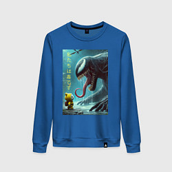 Свитшот хлопковый женский Baby and Symbiote - we are a Venom meme, цвет: синий