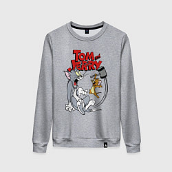 Свитшот хлопковый женский Том и Джерри - кувалда, цвет: меланж