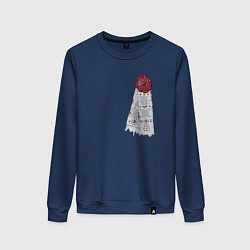 Свитшот хлопковый женский Печать космодесантника, цвет: тёмно-синий