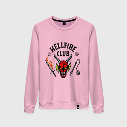 Свитшот хлопковый женский Stranger things - hellfire club, цвет: светло-розовый