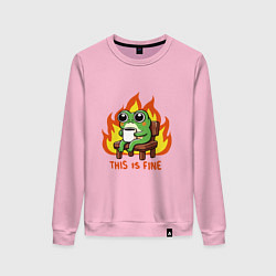 Свитшот хлопковый женский Frog - this is fine, цвет: светло-розовый
