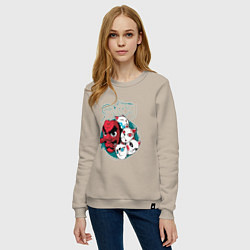 Свитшот хлопковый женский Клинок рассекающий демонов Урокодаки, цвет: миндальный — фото 2