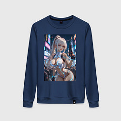 Женский свитшот Девушка с пистолетом с киберимплантами