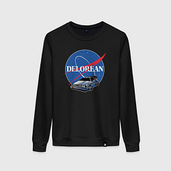 Свитшот хлопковый женский Space delorean, цвет: черный