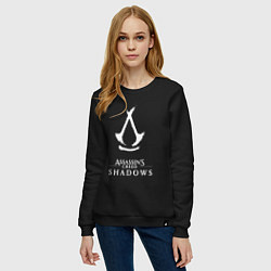 Свитшот хлопковый женский Assassins creed - shadows white, цвет: черный — фото 2