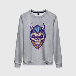 Свитшот хлопковый женский Skull viking, цвет: меланж
