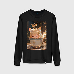 Женский свитшот Кошечка с короной в чашке