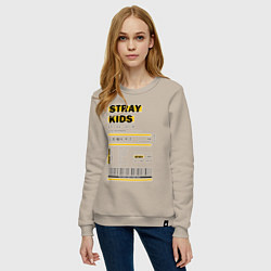 Свитшот хлопковый женский Stray kids ticket, цвет: миндальный — фото 2