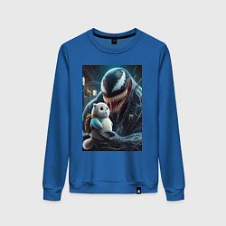 Женский свитшот Venom and funny kitten with backpack