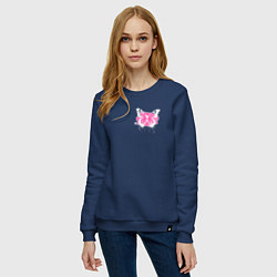 Свитшот хлопковый женский Butterfly graffiti, цвет: тёмно-синий — фото 2