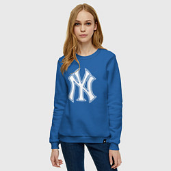 Свитшот хлопковый женский New York yankees - baseball logo, цвет: синий — фото 2