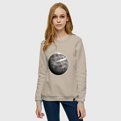 Свитшот хлопковый женский Планета арт, луна, цвет: миндальный — фото 2