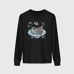 Свитшот хлопковый женский Space party, цвет: черный