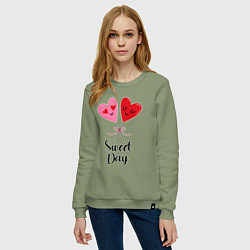Свитшот хлопковый женский Сладкий день, цвет: авокадо — фото 2