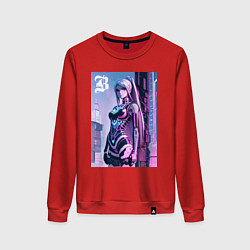 Женский свитшот Киберпанк девчонка Барби - нейроарт фантазия