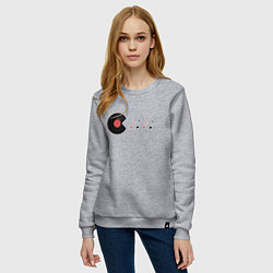 Свитшот хлопковый женский Pac-Man ест ноты, цвет: меланж — фото 2