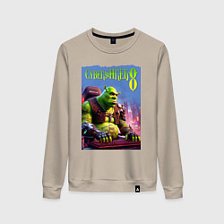 Женский свитшот Кибер Шрек в татухах - прикол