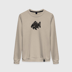 Женский свитшот Декоративная татуировка рыбы