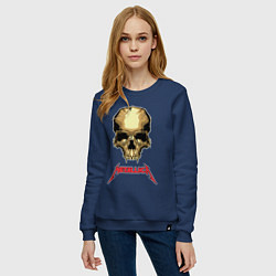 Свитшот хлопковый женский Metallica - skull with fangs, цвет: тёмно-синий — фото 2