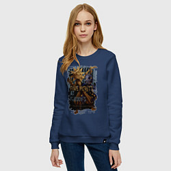 Свитшот хлопковый женский Солнце и луна из аниматроников, цвет: тёмно-синий — фото 2