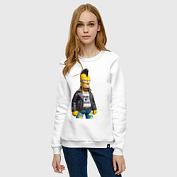 Свитшот хлопковый женский The harsh Homer Simpson - punks not dead, цвет: белый — фото 2