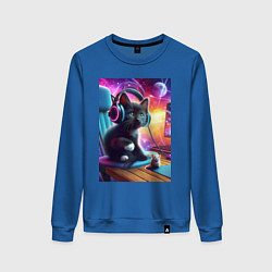 Женский свитшот Котёнок в наушниках и мышка