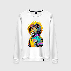 Женский свитшот Прикольный львёнок - поп-арт