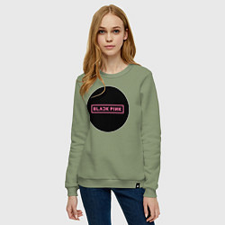 Свитшот хлопковый женский Blackpink logotype - group of South Korea, цвет: авокадо — фото 2