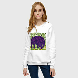 Свитшот хлопковый женский Медведь в березовом лесу, цвет: белый — фото 2