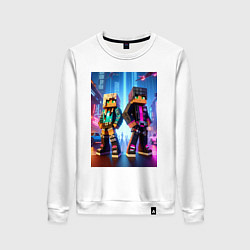 Женский свитшот Minecraft - characters neon glow