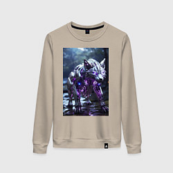 Женский свитшот Киборг лиса с неоновой подсветкой