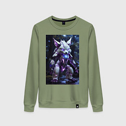 Женский свитшот Киборг лиса с неоновой подсветкой