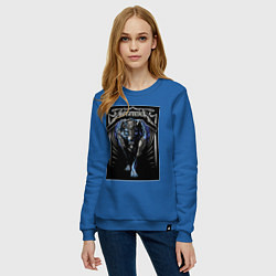Свитшот хлопковый женский Metallica thrash metal style - wolf, цвет: синий — фото 2