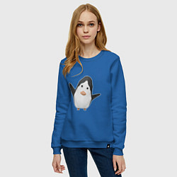 Свитшот хлопковый женский Cartoon penguin, цвет: синий — фото 2