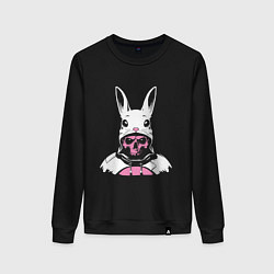 Свитшот хлопковый женский Череп - кролик, цвет: черный