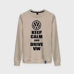 Свитшот хлопковый женский Keep Calm & Drive VW, цвет: миндальный