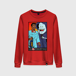 Свитшот хлопковый женский Ghostbusters - Winston and the sandman, цвет: красный