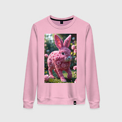 Свитшот хлопковый женский Кролик из роз, цвет: светло-розовый