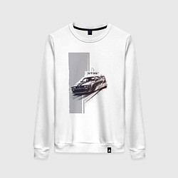 Свитшот хлопковый женский Спорткар для уличной гонки, цвет: белый