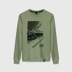 Свитшот хлопковый женский Гоночный спорткар, цвет: авокадо