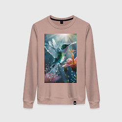 Женский свитшот Колибри летает у цветка