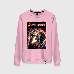 Свитшот хлопковый женский Rolling Stones singer Mick Jagger, цвет: светло-розовый